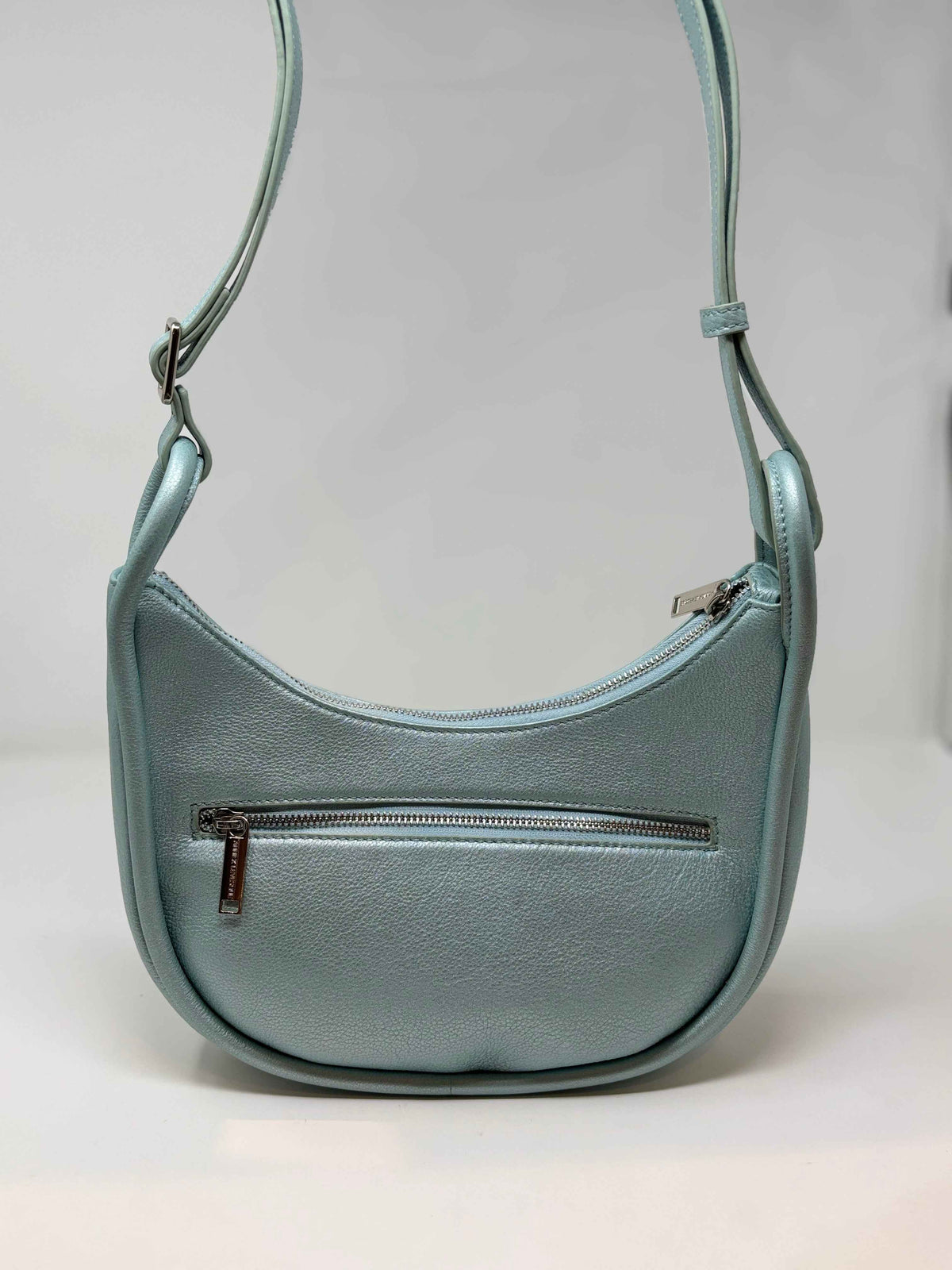 Petit Sac à Bandoulière en Cuir Bleu Céleste, Sabrina