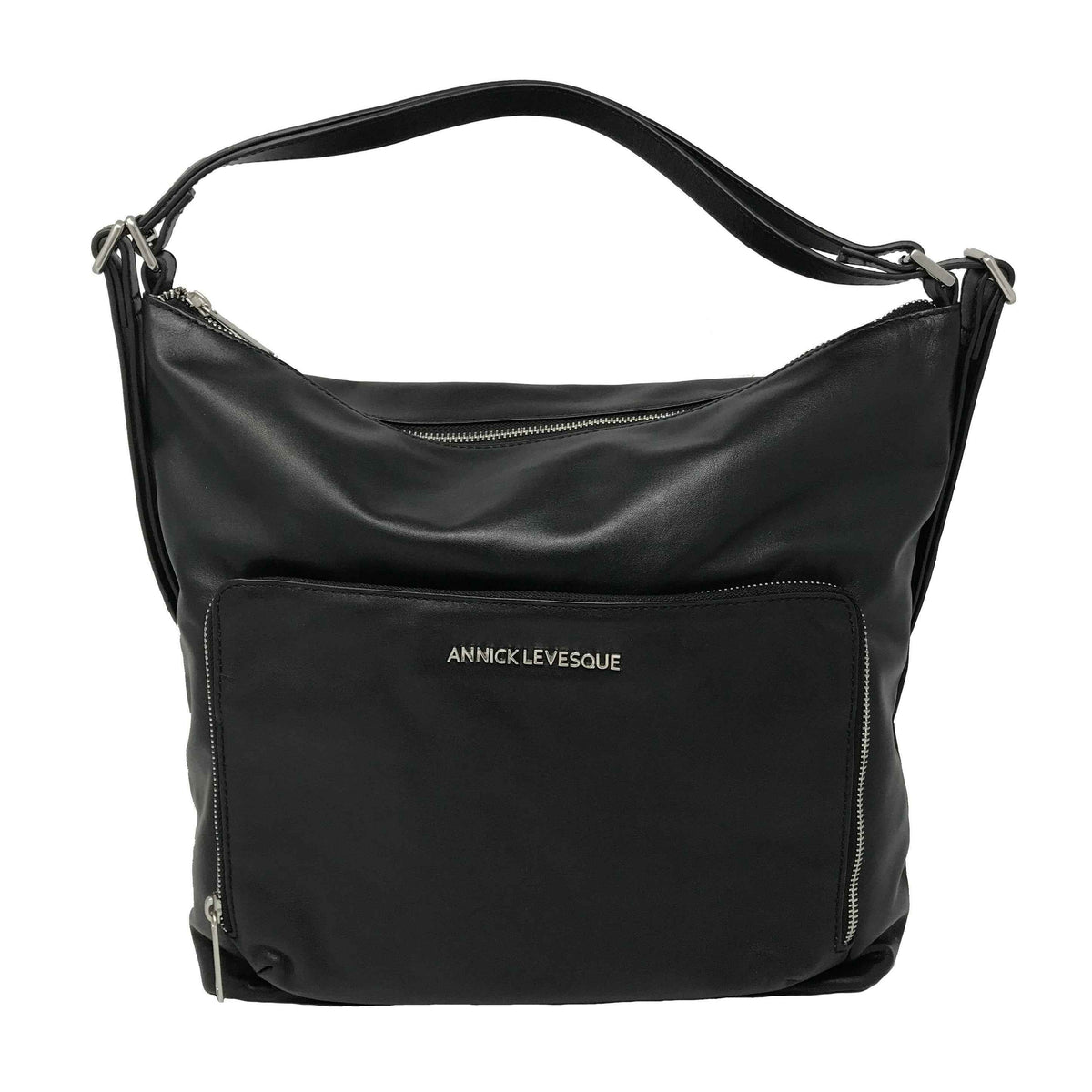 Sac à main en Cuir véritable Transformable Noir - Alexandra