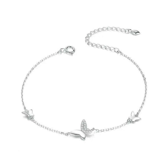 Sterling Silver Butterfly Charm Bracelet – Adjustable