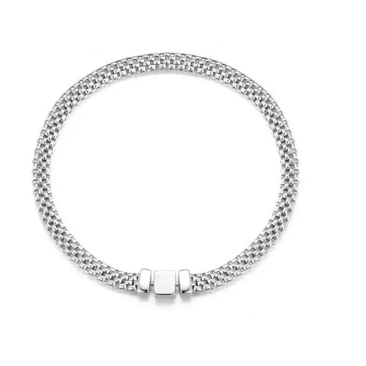 Sterling Silver Braided Square Buckle Bracelet
