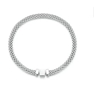 Sterling Silver Braided Square Buckle Bracelet