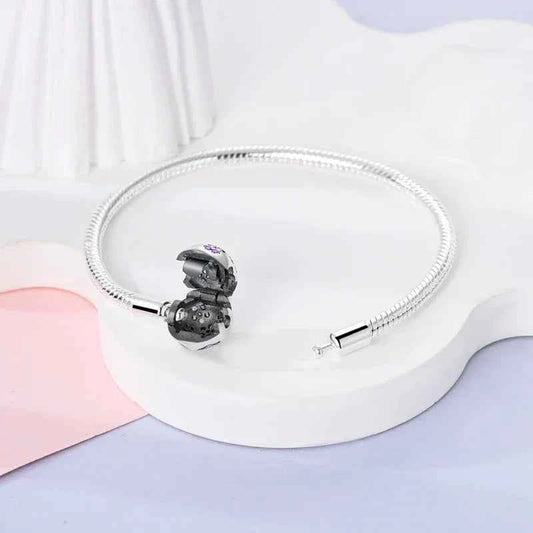 Sterling Silver Snake Chain Bracelet with Floral Clasp