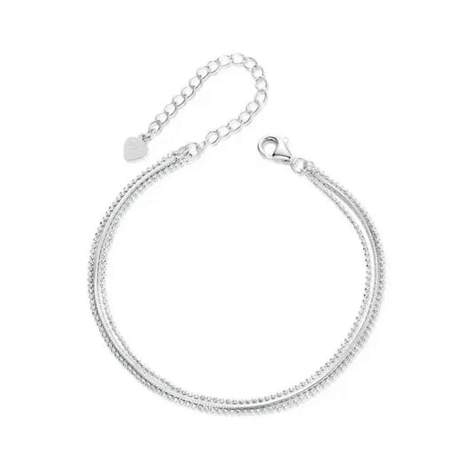 Sterling Silver Triple Layer Bracelet – White Gold Plated