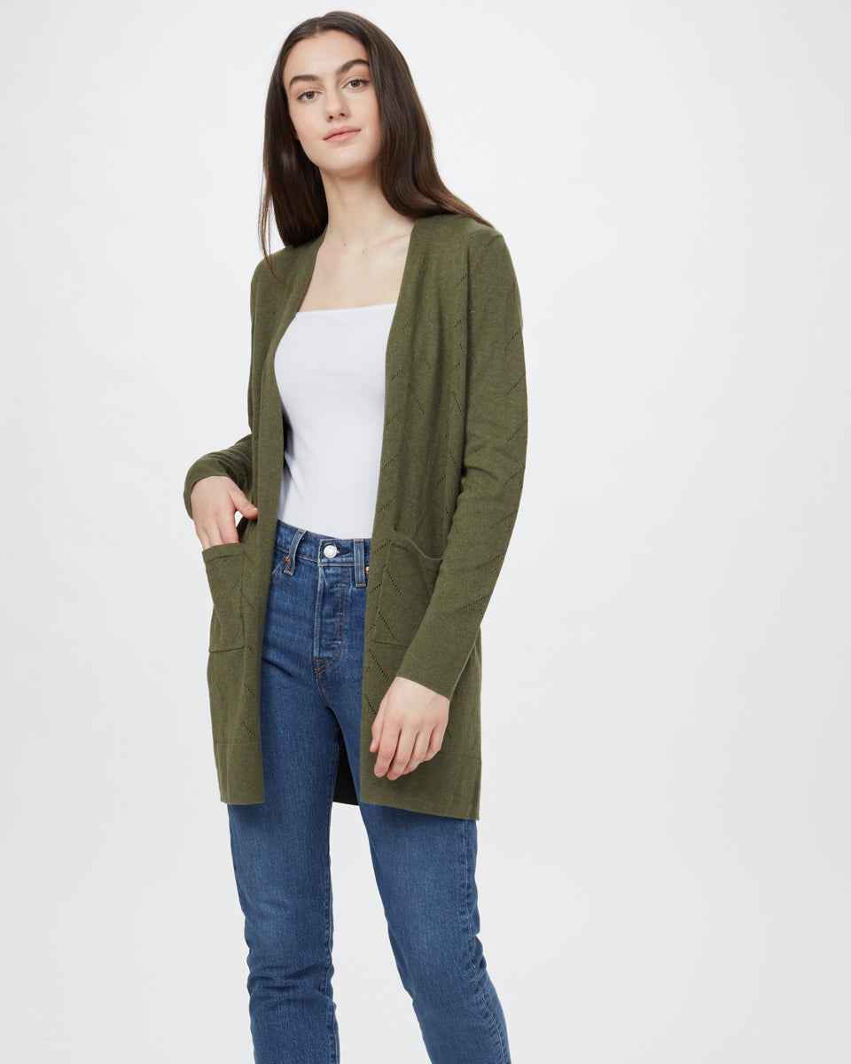 Highline Cotton Sage Tree Stitch Cardigan