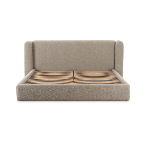 Duru Upholstered Performance Grade Platform Boucle Bed - Taupe