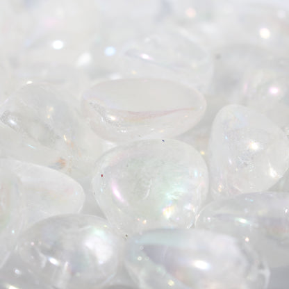 Rainbow Aura Clear Quartz Tumbled Stones (Enhanced)