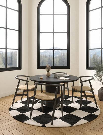 Trestres karierter Teppich Schwarz & Elfenbein