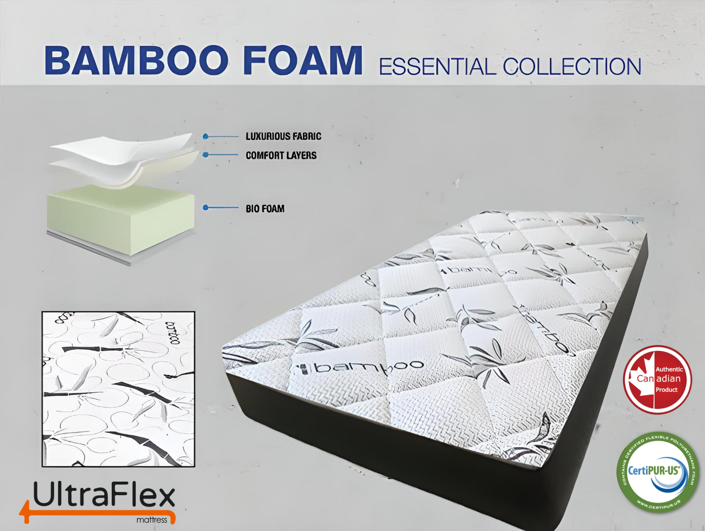 UltraFlex® DreamEasy - Canadian-Made Medium Firm Gel Infused Comfort with Quilted Top, Pressure Relief, Cooling Technology, Bamboo Cover, CertiPUR-US® Certified Foam (Made in Canada)