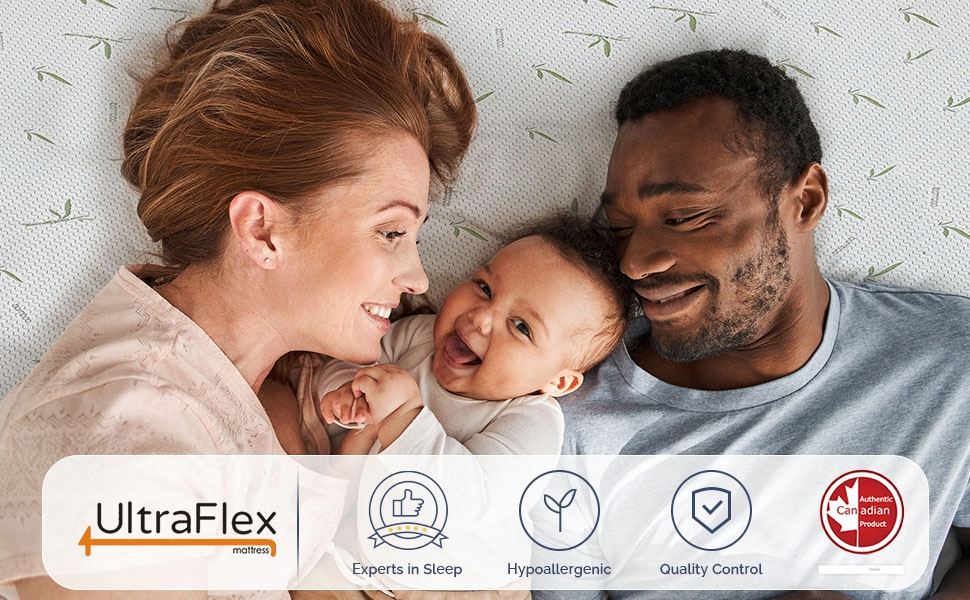 UltraFlex® EasySleep- Canadian-Made Medium Firm Gel Infused Reversible Comfort With Pressure Relief, Cooling Technology, Bamboo Cover, CertiPUR-US® Certified Foam Eco-Friendly Mattress (Made in Canada)