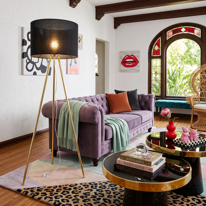 UMBERTO Black Modern Floor Lamp for Living Room & Bedroom (Clearance)