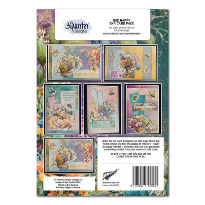 3Quarter Designs Bee Happy 6x4 Card Pack