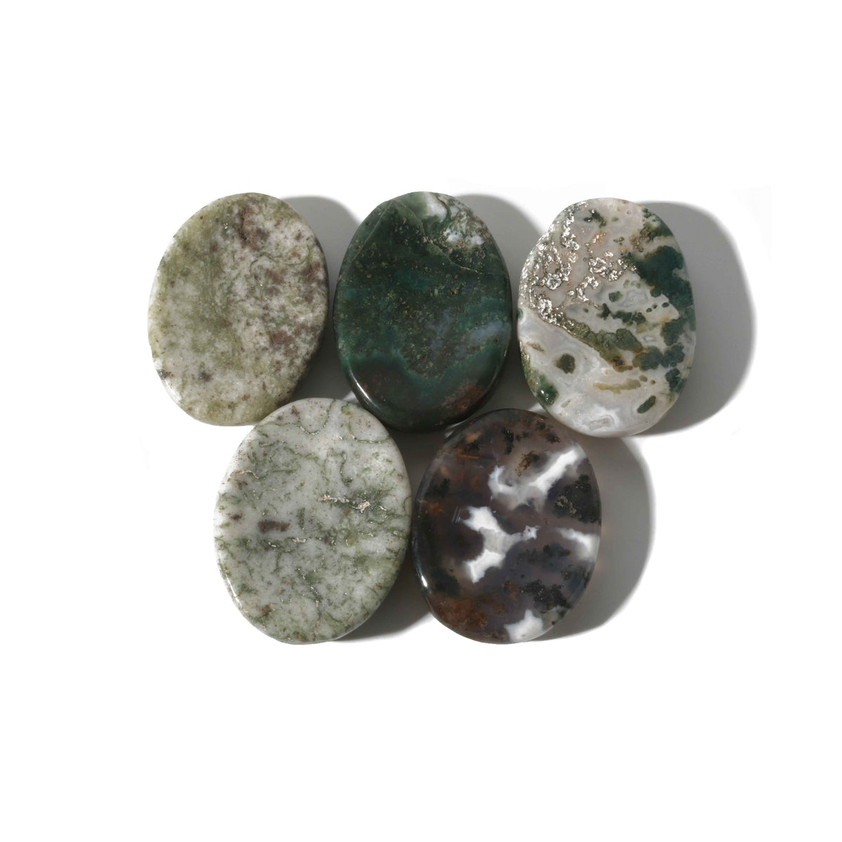 Green Tree Agate Worry Stone - Pack of 5