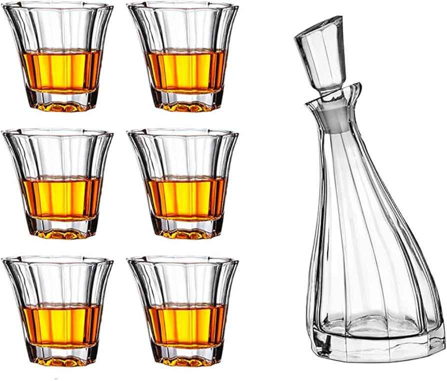Crystal Decanter Whiskey Set - 7 Piece Luxury Barware Collection
