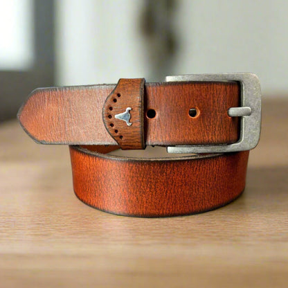 Men's Buffalo Grain Leather Belt | Single-Prong Buckle