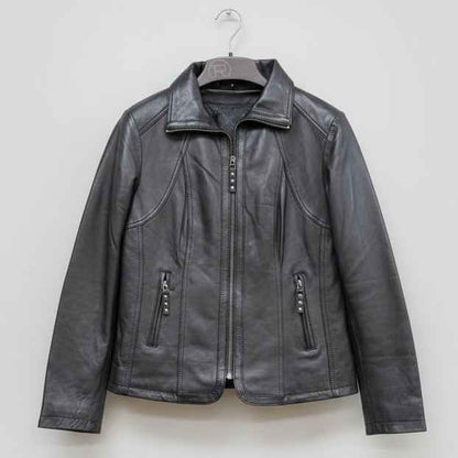 Women's Classic Sheepskin Leather Jacket with Removable Insulation
