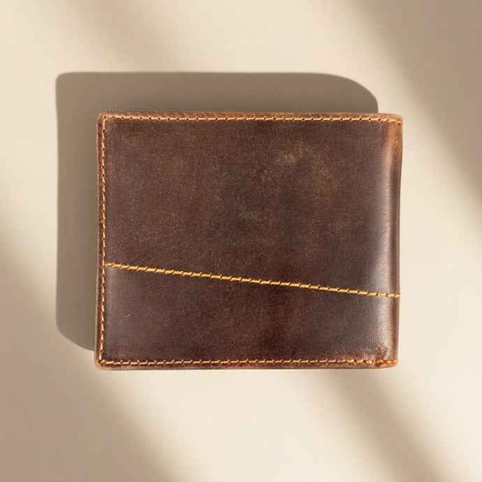 Greenwood Leather Men's Bifold Wallet. Premium RFID Protection Wallet with Flip ID Window