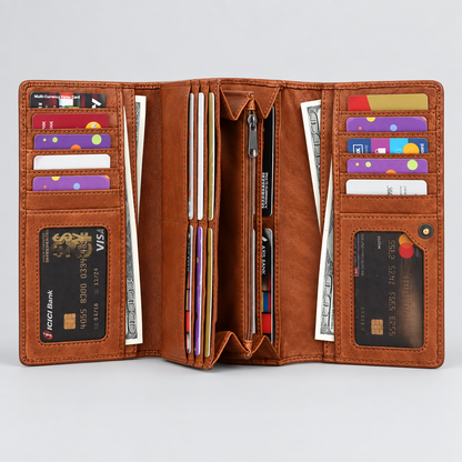 MET Women’s Leather Basket Weave Wallet. Artisan Woven Multi-Card Organizer