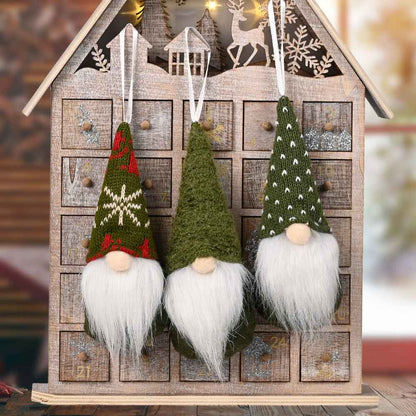 Knitted Christmas Tree Pendant Ornaments – Small Hanging Decor, 3 Styles