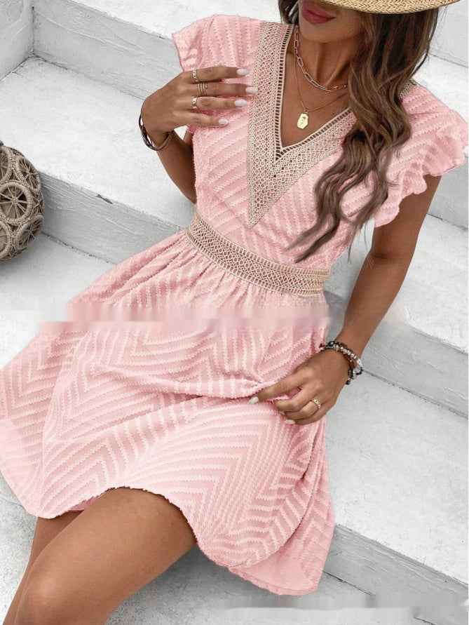 Women's Ice Silk Summer Dress – Lightweight Short Sleeve Casual Fashion Dress