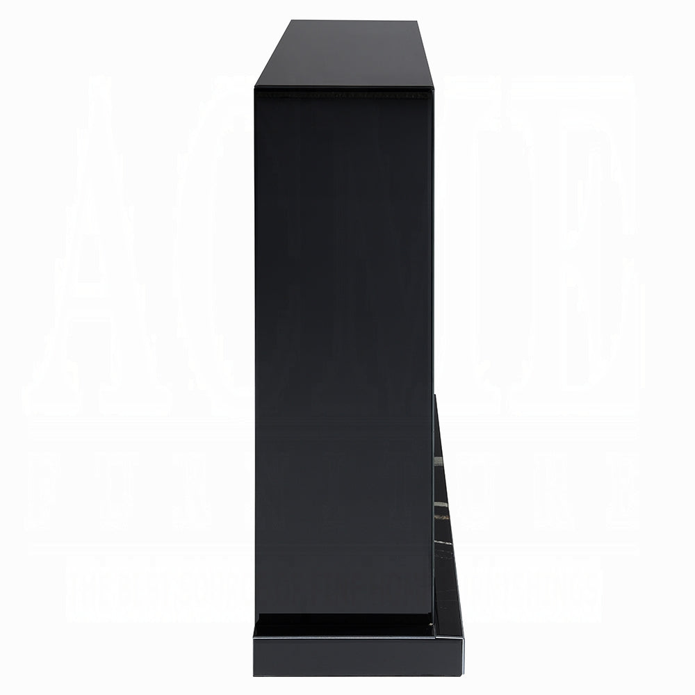Noir Mirrored Mantel Fireplace - Black
