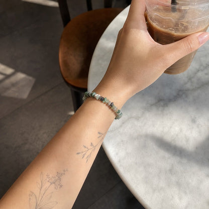 Agate Green Moss Chip Bracelet