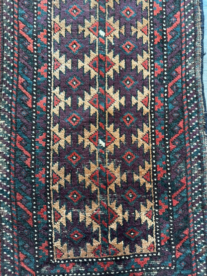 Antique Baluch Bag Face Rug | 1' 6" x 3'