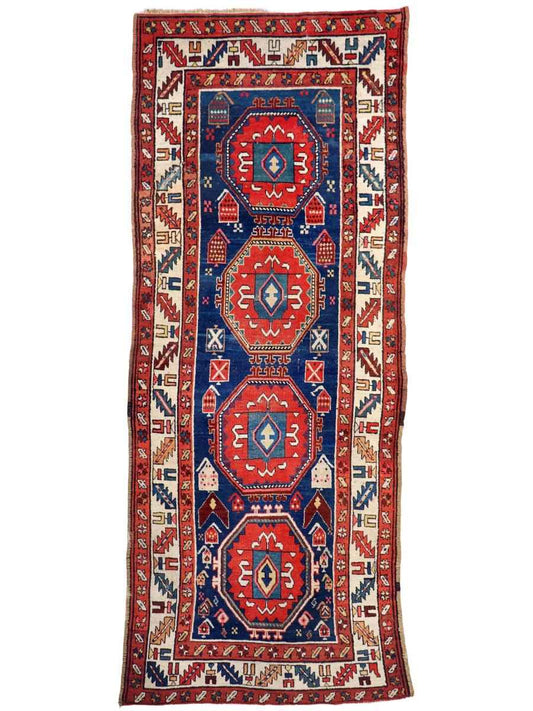 Antique Caucasian Kazak Rug | 3' 9" x 9' 6"
