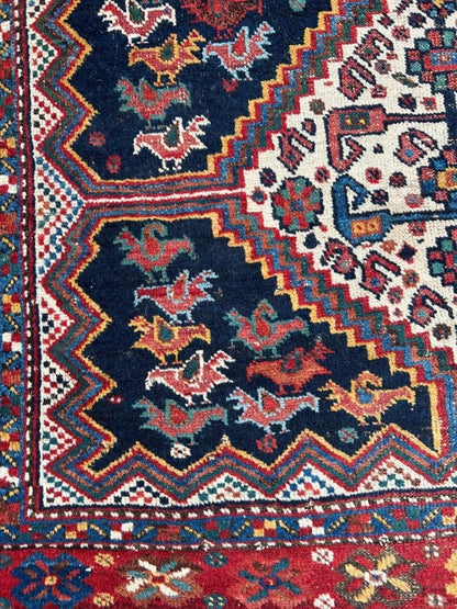 Antique Persian Khamseh Rug | 5' 9"  x 4' 1"