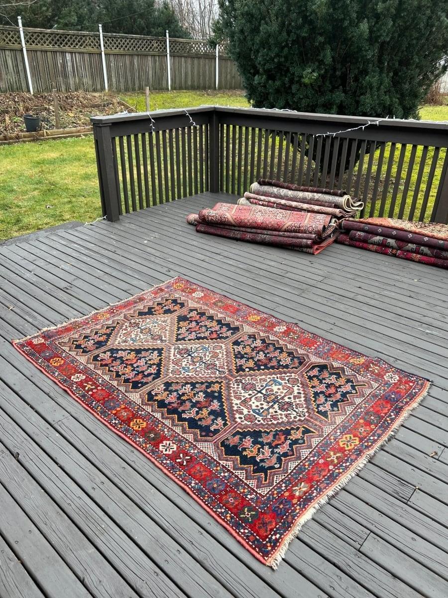 Antique Persian Khamseh Rug | 5' 9"  x 4' 1"