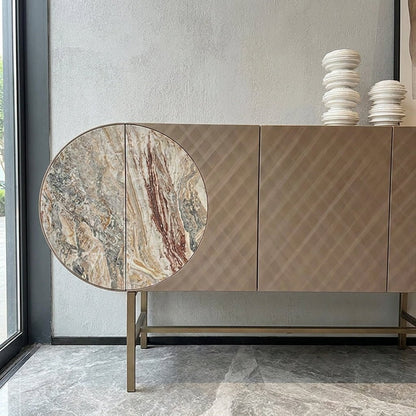Art-déco-Metall-Sideboard mit Edelstahlfuß