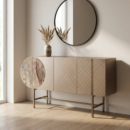 Art-déco-Metall-Sideboard mit Edelstahlfuß