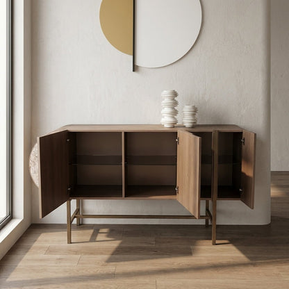 Art-déco-Metall-Sideboard mit Edelstahlfuß