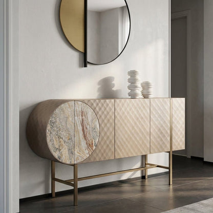 Art-déco-Metall-Sideboard mit Edelstahlfuß
