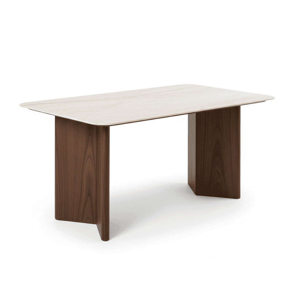 Ashton Walnut and Marble Dining Table