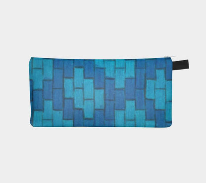 Zippered Cotton Canvas Pencil Case | Blue Bricks