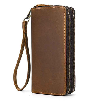 Men Genuine Leather Embossed Long Wallet Vintage Business Clutch