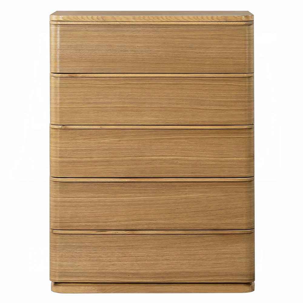 Yami 5 Drawer Tall Wooden Chest - Beige Oak
