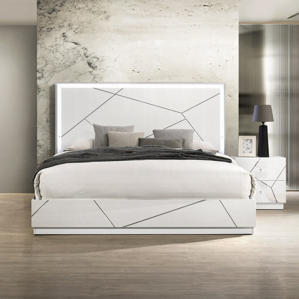 Pearl High Gloss Storage Nightstand - White