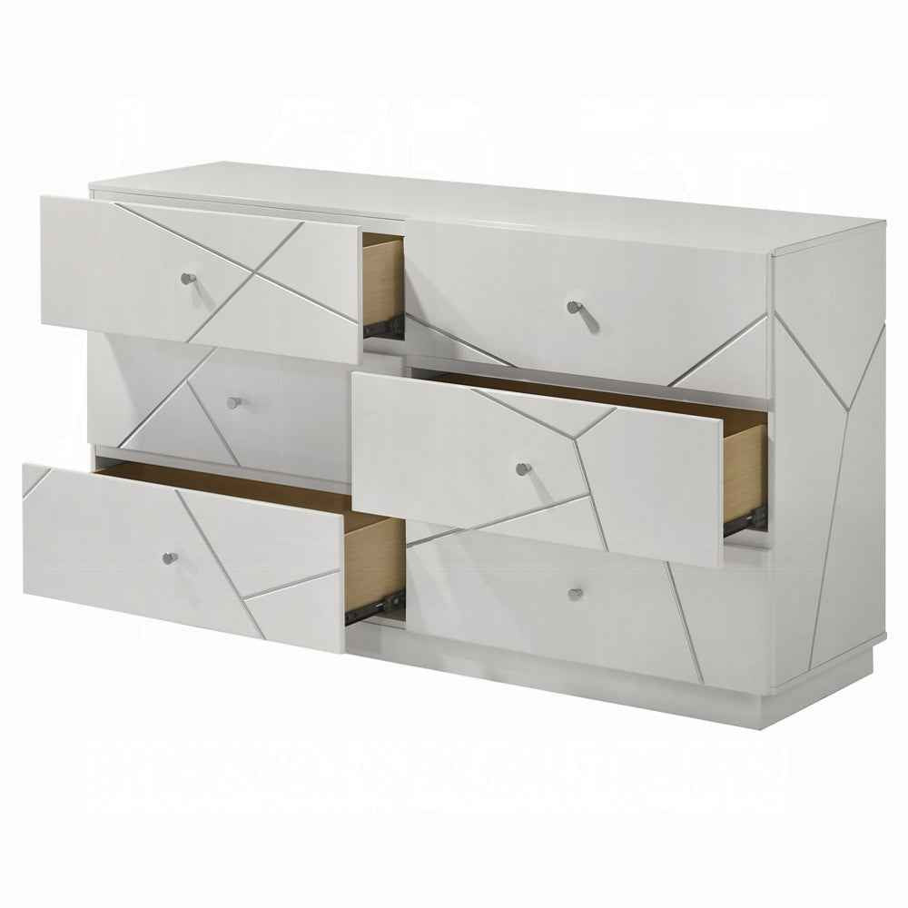 Pearl High Gloss Storage Dresser - White