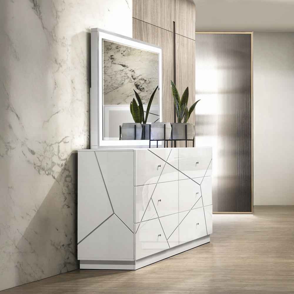 Pearl High Gloss Storage Dresser - White