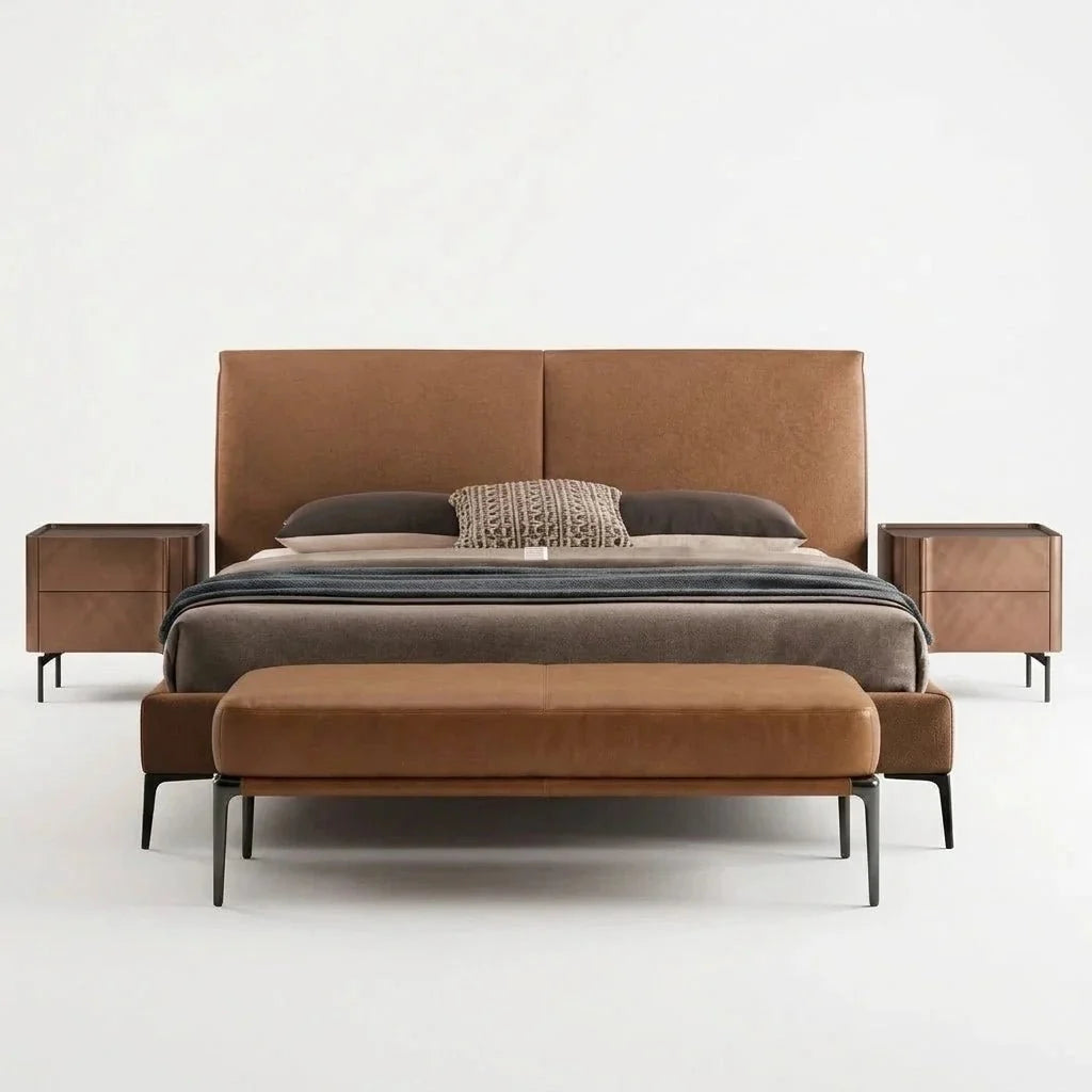 Berlin Caramel Leather Bed