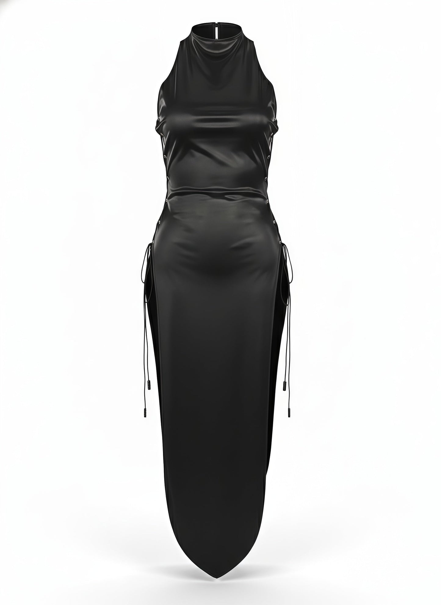 Vintage PU Leather Satin Cheongsam Lingerie Sexy Party Dress Costume