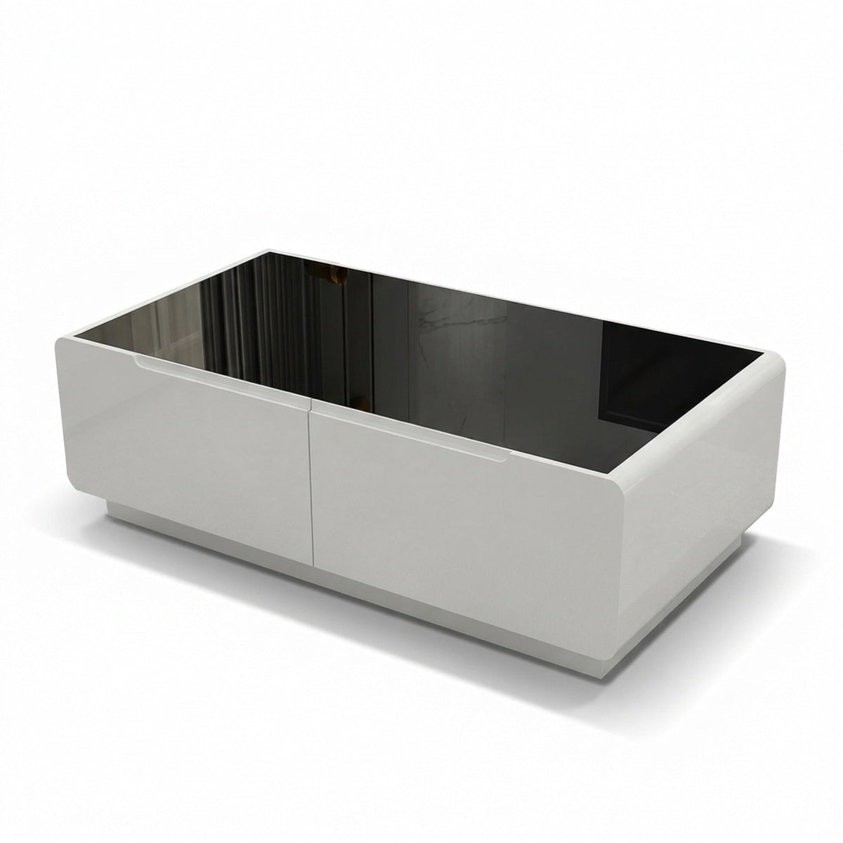 BT18 Rectangular Coffee Table with Glass Top & Storage