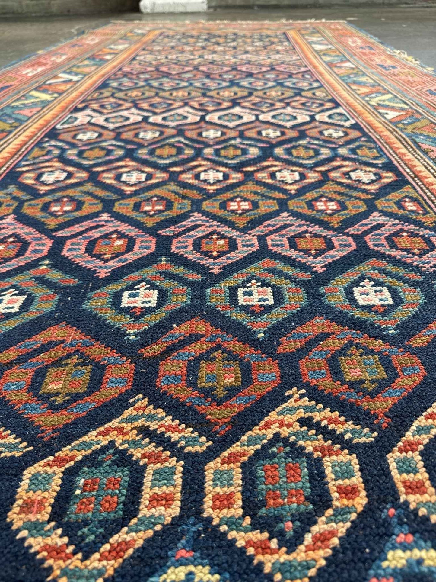 Caucasian Kazak Runner Rug | 4' 4" x 13' 9"