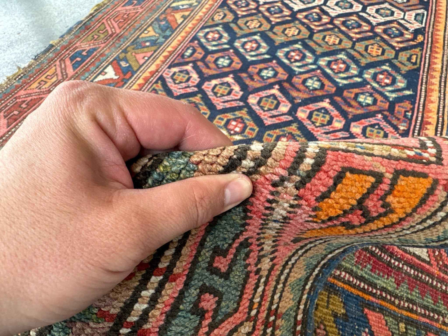 Caucasian Kazak Runner Rug | 4' 4" x 13' 9"
