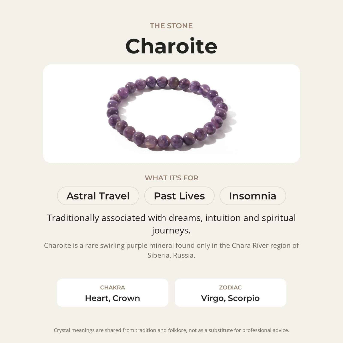 Charoite 7mm Bead Bracelet