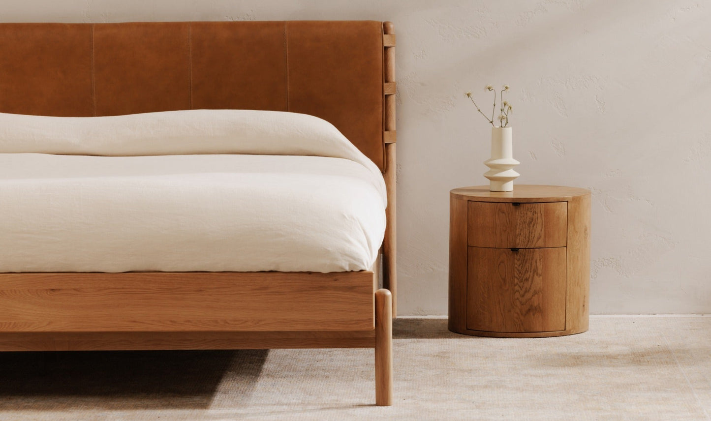 Colin Two-Drawer Nightstand in Natural Wood