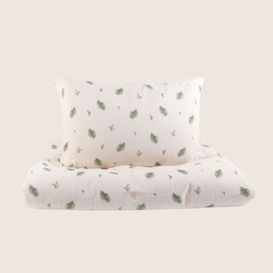 Organic Cotton Muslin Comforter & Pillowcase Set - Fern