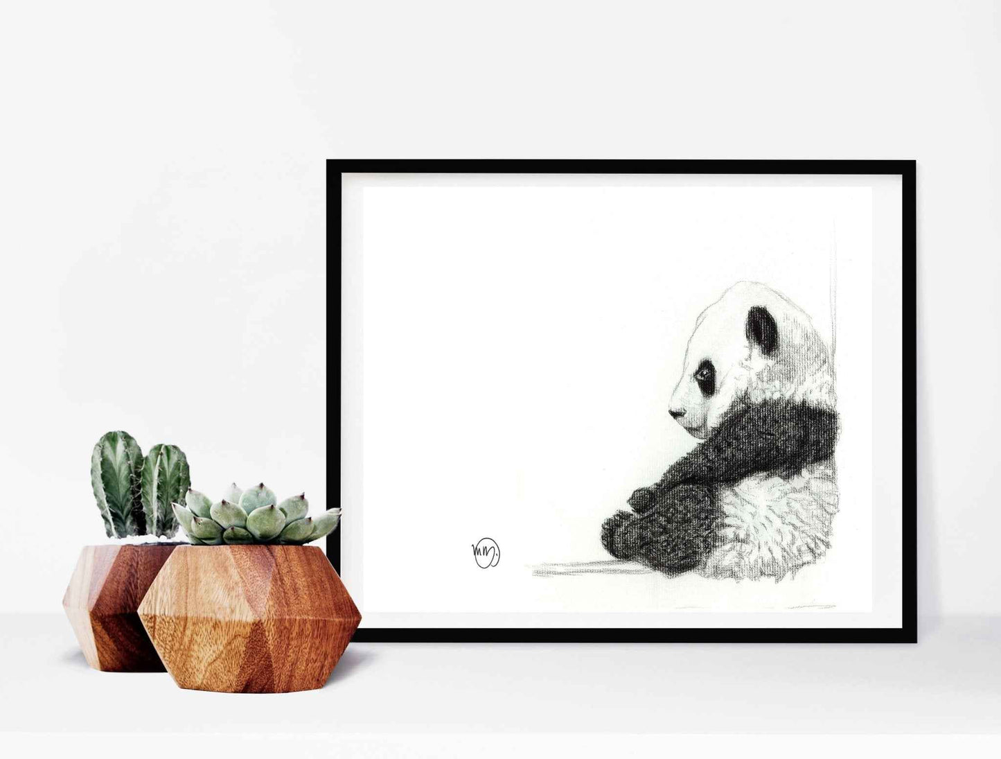 Cute Sitting Panda - black and white animal prints