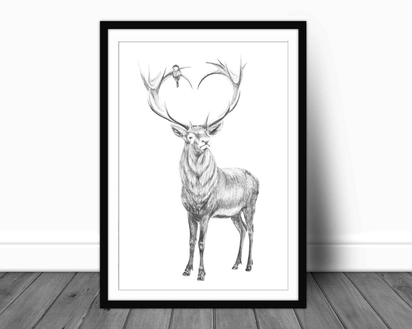 Deer with heart shaped antlers - illustration